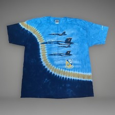 Vintage Liquid Blue Boeing Blue Angels Tie Dye T Shirt Men’s XXL Air Plane USAF
