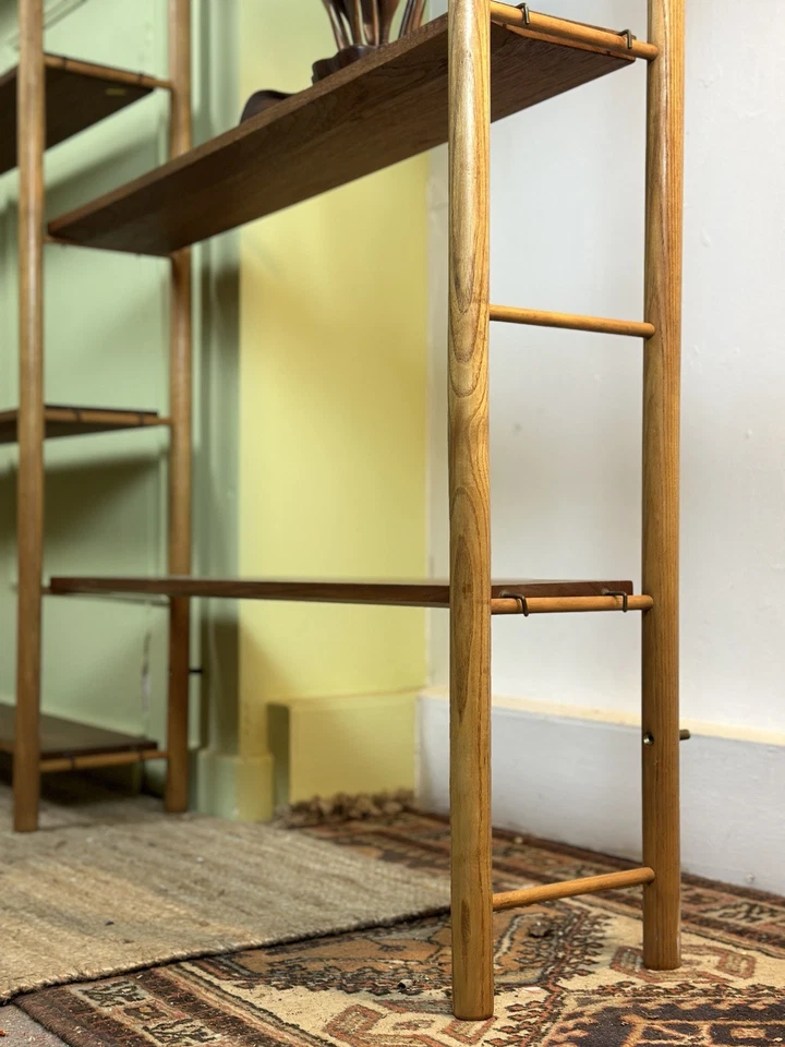 Bespoke Mid Century Modular Beech & Teak Shelving System Bookcase Shelf Ladderax - Image 4 of 4