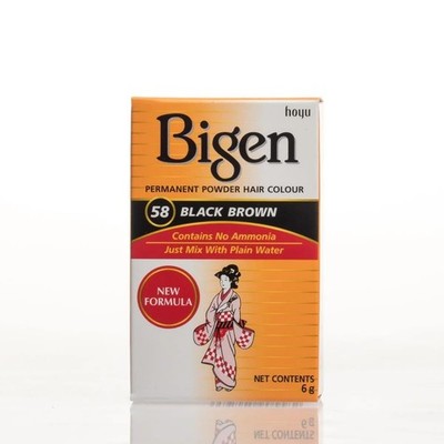 Bigen Powder Hair Color 58 Black Brown 0.21oz Pack of 6 Long Lasting Color