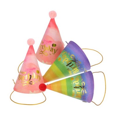 4 Pcs Geburtstagsparty-kappe Hüte Partykegelhüte Papierpartyhüte