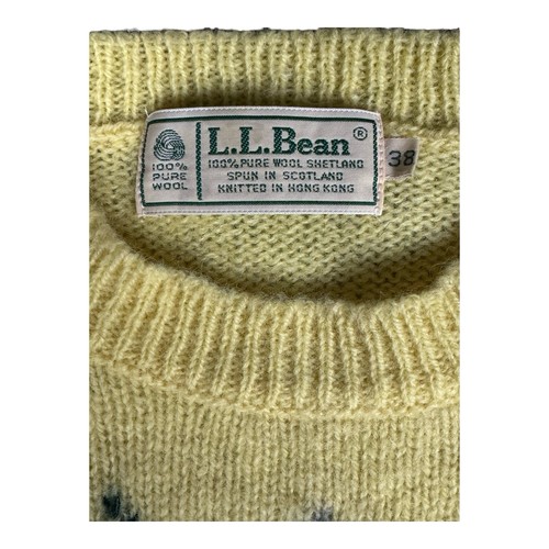 LL Bean Shetland Wool Argyle Sweater Vest Size 38 US Medium Yellow Vintage - Picture 7 of 9