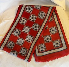 Vtg Anne Klein for Vera Silk And Wool Scarf Blue Red Silver 52  x8  