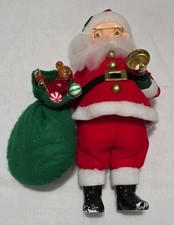 Vintage Santa with Bag Of Toys  Bell 1 Foot Tall Hand Painted Face Collectible