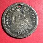 1877 US Seated LIBERTY SILVER Dime! "Philadelphia" Mint! FINE & "Holed"! Coin!