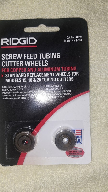 Ridgid Wheel Cutter F158 Blister Pack  Tubing Cutters Package of 2  #41312   NEW