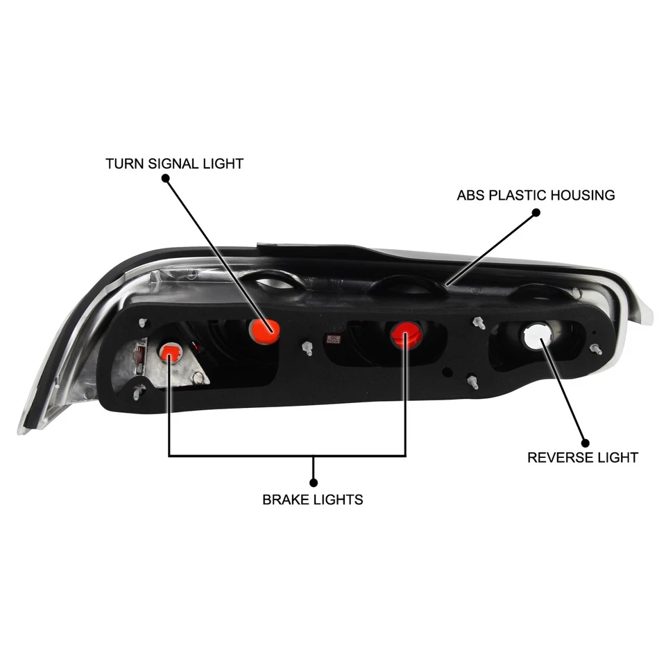 Black Fits 1994-2001 Acura Integra 2Dr Rear Brake Tail Lights Lamps Left+Right Foto 4 de 4