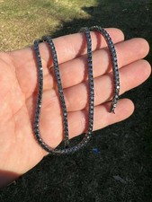 20ct Round Lab Created Diamond Women 3mm Tennis Necklace 14K Black Gold Plated