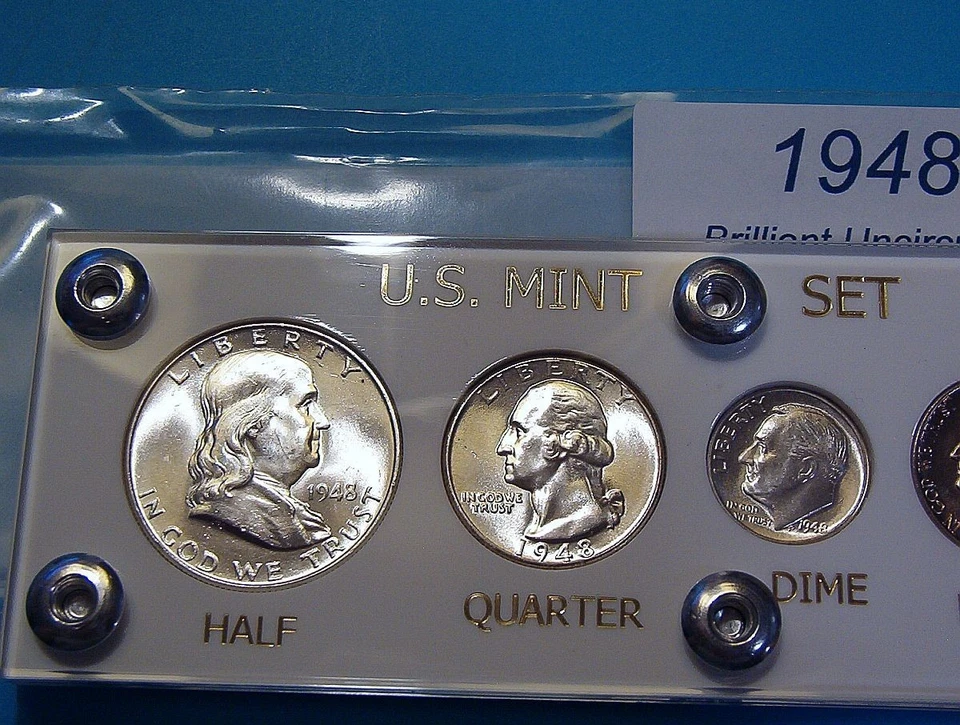 1948 MINT SILVER SET of U.S. COINS LUSTROUS CHOICE BRILLIANT UNCIRCULATED NICE! - Image 3 of 4