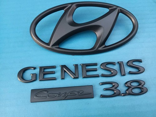 HYUNDAI GENESIS 3.8 BLACK 2009-14 REAR TRUNK LETTERING EMBLEM LOGO SET OEM USED - Foto 3 di 8