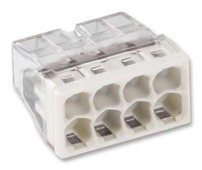 WAGO - Compact Push Wire Connector for Junction Boxes, 8 Way, 2273 Series, White