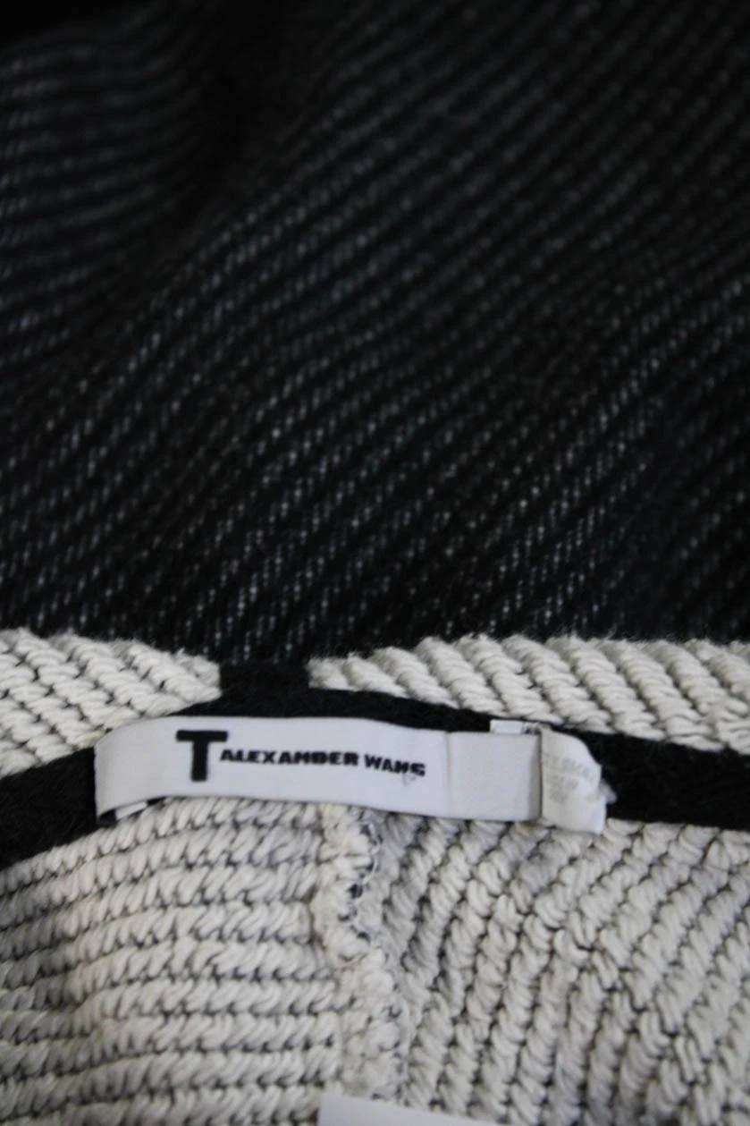 T Alexander Wang maglione donna cotone a righe con coulisse nero taglia XS