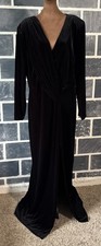 Faeriesty Woman's Black Velvet Maxi Dress Long Sleeve V-Neck Ruched Gown 3XL