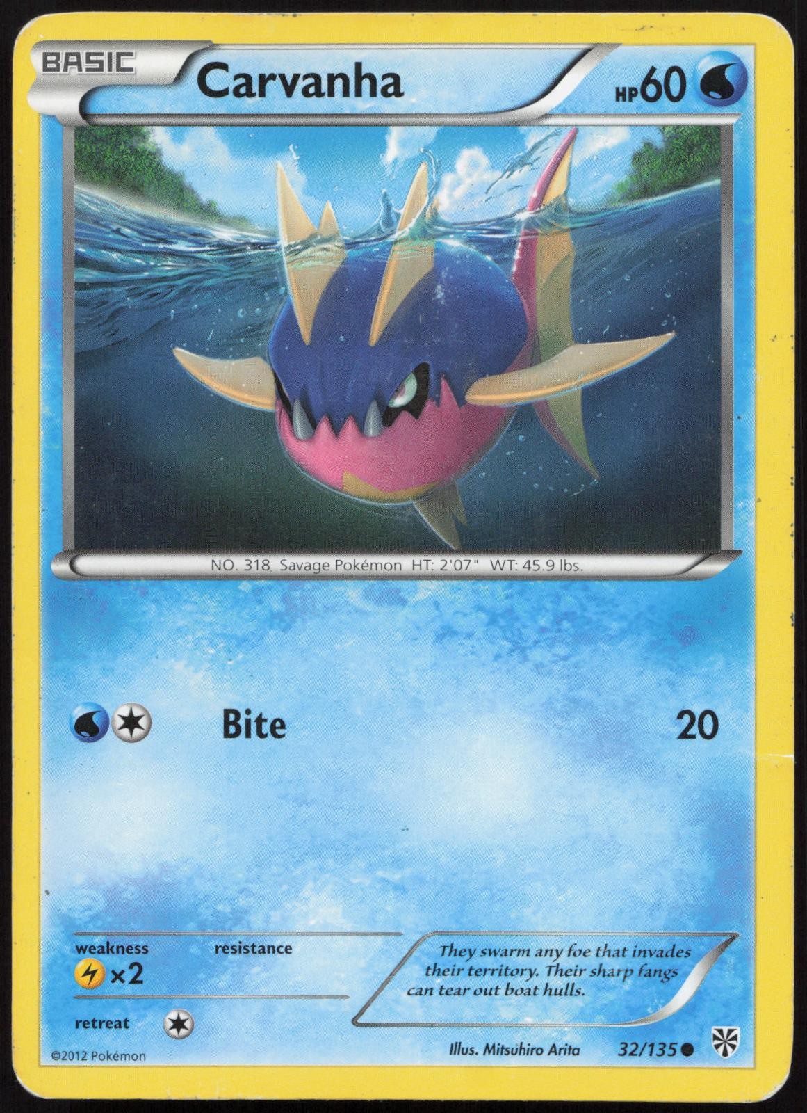 Carvanha 32/135 Common Plasma Storm Pokemon Damaged