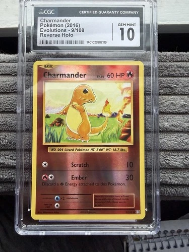 Pokemon Charmander 9/108 Reverse Holo XY Evolutions - CGC 10 Gem Mint Low Pop