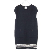 CHANEL Sleeveless Nordic Cashmere Knit Dress P46753K05906 Black 40 Used MESC-0