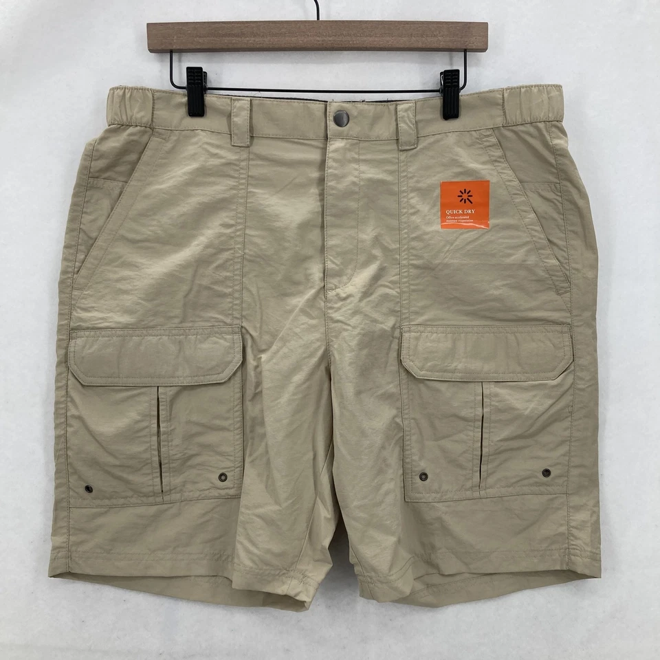 Pantalones Cortos Carga Croft & Barrow Para Hombres 36 Caqui Nylon Ripstop Secado Rápido UPF 15+ Viaje Foto 2 de 4