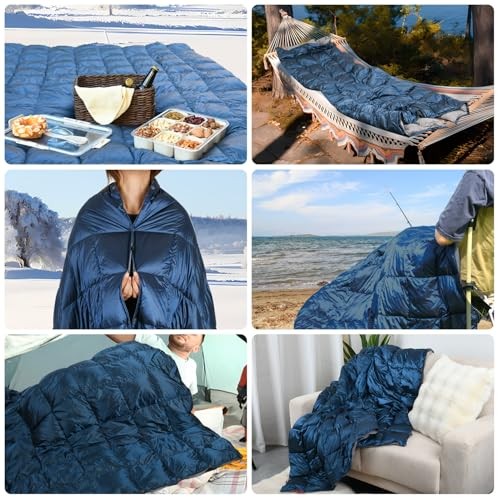 Down Camping Blanket - Outdoor Lightweight Packable Quilt - Water Repellent - Nylon - View #9