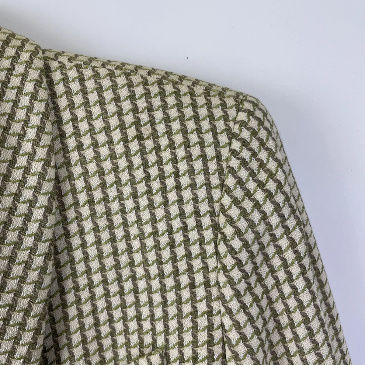 Blazer Traje Vintage Burberry Algodón Lino Pata de Gallo Para Mujer Talla 2P Pequeño EE. UU.