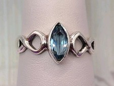 Vintage Sterling Silver 925 Blue Marquise Gemstone Ring sz 7