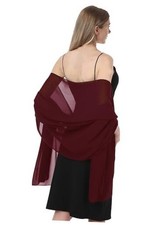 Chiffon Shawls and Wraps for Evening Dresses Women Elegant One Size Burgundy