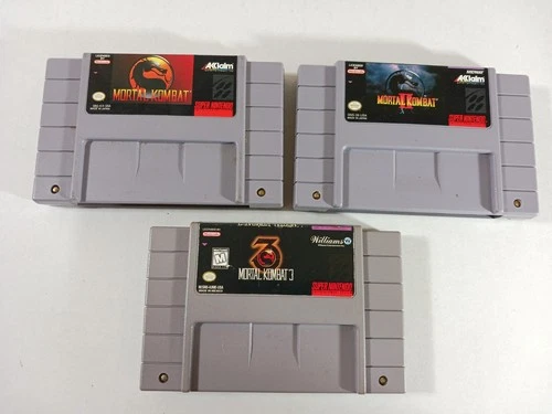 Mortal Kombat 1 2 3 Lot Super Nintendo Games Authentic Trilogy Working SNES II