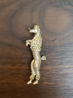 Vintage Signed Ciner Rhinestone Poodle Brooch Pin Figural RARE