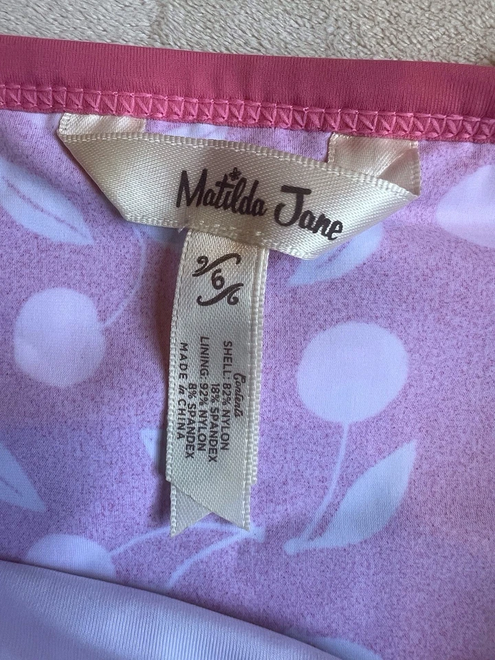 Matilda Jane Girls NWT Cherry 2 Piece Swim Suit And Carry Bag Size 6 - Image 4 of 4