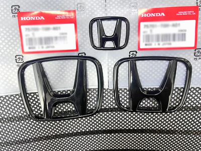 #ad 3PCS For 2022 UP Honda Civic 11th Glossy Black Front Griile Emblem Rear Badge US $23.95