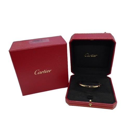 Cartier Love Bracelet Bangle 750YG 6P Half Diamond Size 16 with Storage Box