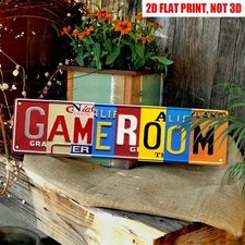 GAME ROOM License Plate Style Metal Sign Vintage Game Room Decor Gamers Man Cave