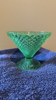 Fenton Glass Footed Compote Candy Dish With Diamond Pattern