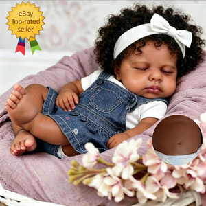Black Reborn Baby Dolls Silicone Full Body Biracial Girl 20 Inch Black Realistic