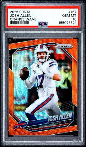 2025 Panini Prizm Josh Allen Orange Wave /65 #167 PSA 10 GEM MINT Bills