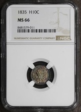 1835 (MS66) Capped Bust Half Dime H10C NGC