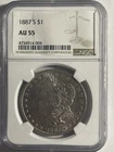 1887 S Morgan Silver Dollar -- NGC AU55