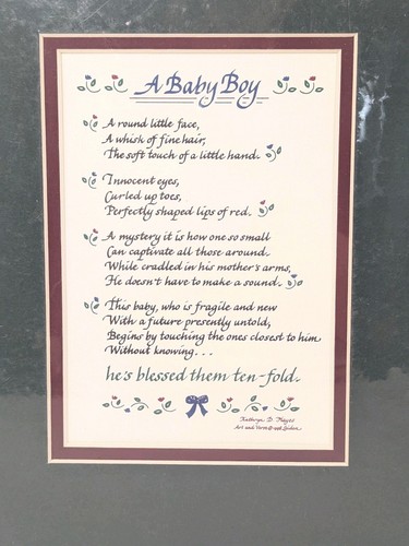 Laura Leiden Matted Calligraphy A Baby Boy by Kathryn D. Hayes 8"x10" New - 第 8/24 張圖片