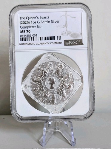 Queens Beasts Completer 1oz NGC Perfect MS70 Fine Silver 999.9
