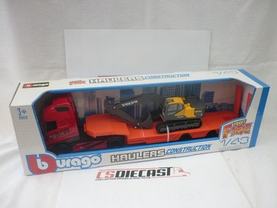 Burago Haulers Construction Modern Truck 1:43 Volvo Tieflader & Bagger