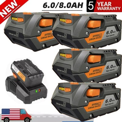 PACK For Ridgid 18V 8.0Ah R840087 R840083 Rigid Tool Battery / Charger US