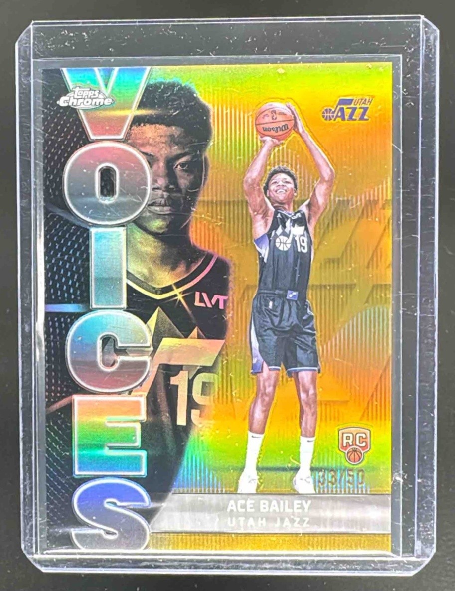 Ace Bailey 2025 Topps Chrome #VS-10 Geometric Gold Refractor Voices RC /50
