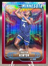 2024-25 Topps Chrome Tristen Newton #108 Refractor RC Timberwolves