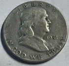 1951  S Franklin Half Dollar Silver Fine Detail Plastic Protector Included