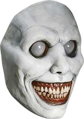 Scary Halloween Mask Adult Latex Creepy Smiling Demon Grey Full Face Costume