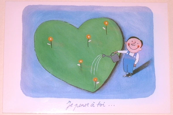 CP Fantaisie : Illustration Eric TURLOTTE : Le jardin - Je pense à toi...