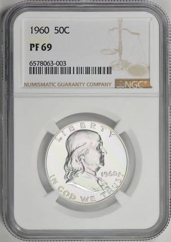 :1960-P 50C Franklin Half Dollar Near Perfect Proof NGC PF-69 R3 Highest-Grades