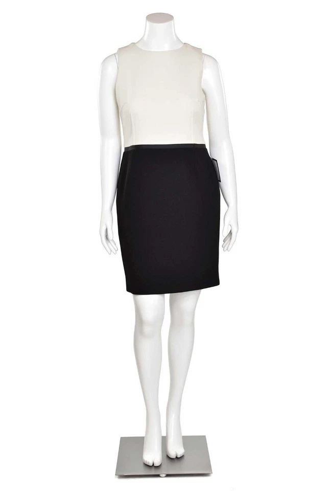 Michael Kors Collection Sleeveless Wool Crepe Dress in Black/Off-White sz 14 - Image 2 of 4