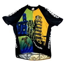 Vintage CANNONDALE Cycling Jersey Mens XL Saeco Italy Bright All Over Print USA