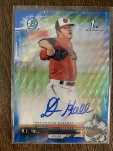 2017 Bowman Draft Chrome Pick Blue Wave Refractor 29/150 DL Hall Brewers Auto