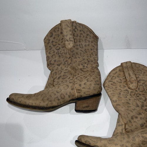 Roper Leopard Cowboy Youth Girls Brown Casual Boots 09-018-0923-0055 Size 12 - Picture 3 of 9