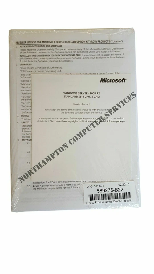 Microsoft Windows Server 2008 HP ROK R2 with 5 CALS NEW 589275-B22 - inc 20% VAT - Image 2 of 2